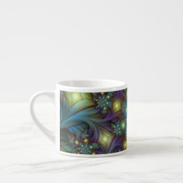 Taza De Espresso Resumen ilustrado brillante arte fractal púrpura V