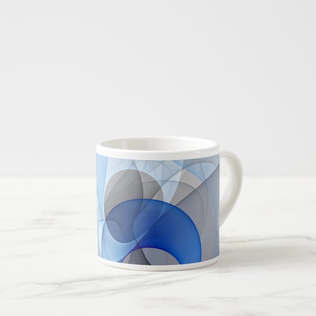 Taza De Espresso Resumen moderno Gráfico de arte fractal gris azul (Derecha)