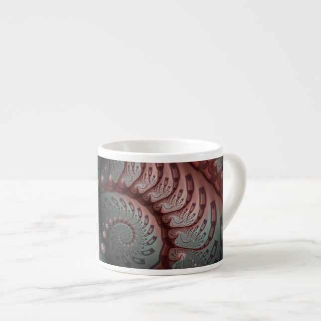 Taza De Espresso Resumen Vivid Fantasy Fractal Art Brown Blue (Derecha)