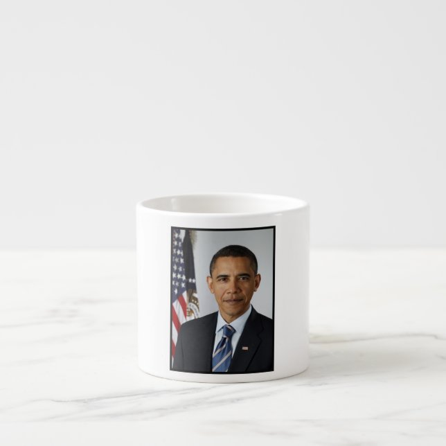 Taza De Espresso Retrato de Barack Obama en la Casa Blanca (Frente)