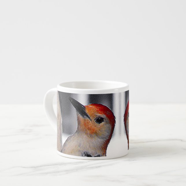 Taza De Espresso Retrato de pájaro carpintero (Izquierda)