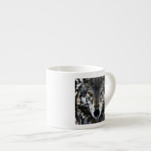 Taza De Espresso Retrato gráfico inspirador del lobo