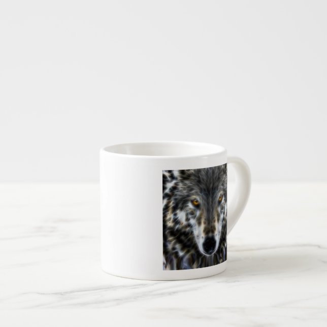 Taza De Espresso Retrato gráfico inspirador del lobo (Derecha)