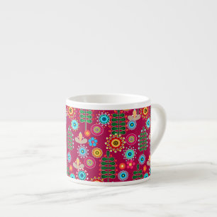 Taza De Espresso Retro, estampado floral