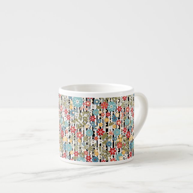 Taza De Espresso Retro, floral retro (Derecha)