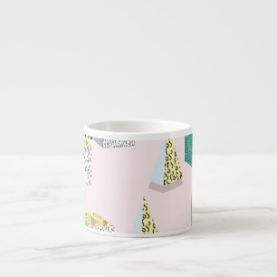 Taza De Espresso Retro Memphis: Patrón Hipster de 80-90.