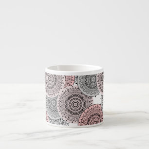 Taza De Espresso Retro, patrón retro, azul y rosa, elegante