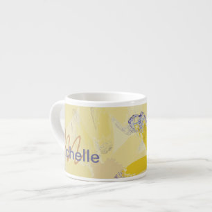 Taza De Espresso Retro Yellow Daisy Monogramado