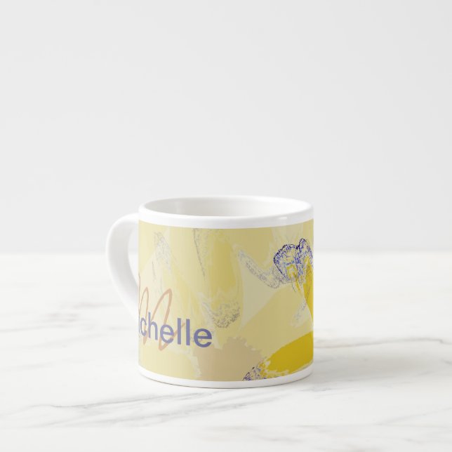 Taza De Espresso Retro Yellow Daisy Monogramado (Izquierda)