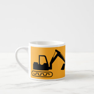 Taza De Espresso Retroexcavadora, Amarillo Negro, Trabajador 