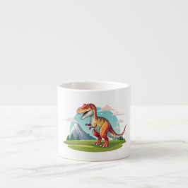 Taza De Espresso Rex de dinosaurio T con montaña