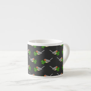 Taza De Espresso Robin lindo con Shamrock Clover Personalizado