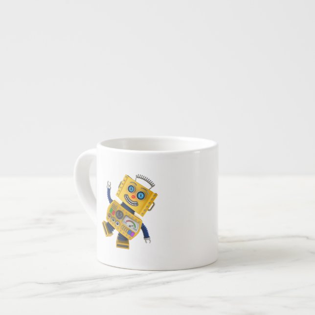 Taza De Espresso Robot amarillo torpe del juguete (Izquierda)