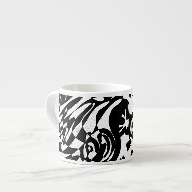 Taza De Espresso "Robot Dreams" B&W Resumen Art (Izquierda)