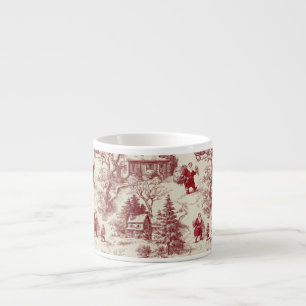 Taza De Espresso Rojo tradicional de Santa Claus sobre Toile De Jou