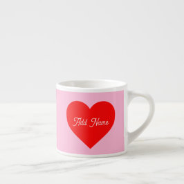 Taza De Espresso Romántico del corazón rojo Pastel Rosa Personaliza