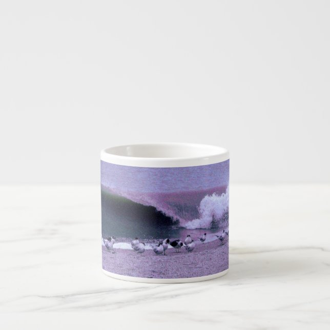 Taza De Espresso Rompiendo olas y gaviotas (Frente)