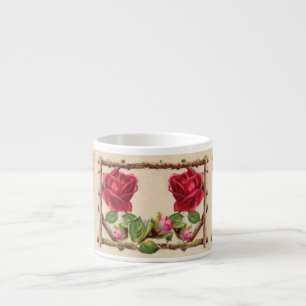 Taza De Espresso Rosa antigua vintage rústica victoriana clásica an
