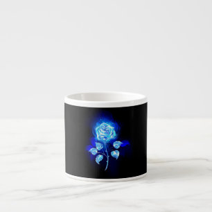 Taza De Espresso Rosa azul en llamas