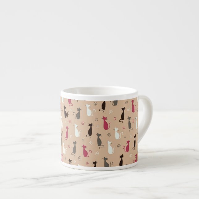 Taza De Espresso rosa del modelo de los gatos (Derecha)