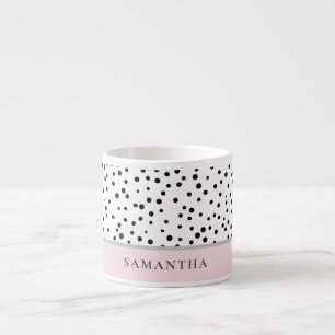 Taza De Espresso Rosa Girly Pastel Moderno Con Nombre Personalizado