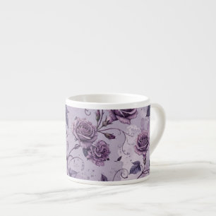 Taza De Espresso Rosa Lavanda Polvorienta Tonos Soñadores Florales