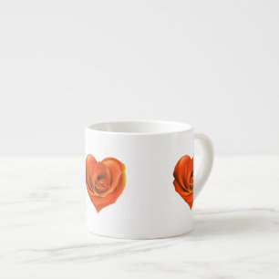 Taza De Espresso Rosa Naranja brillante del corazón