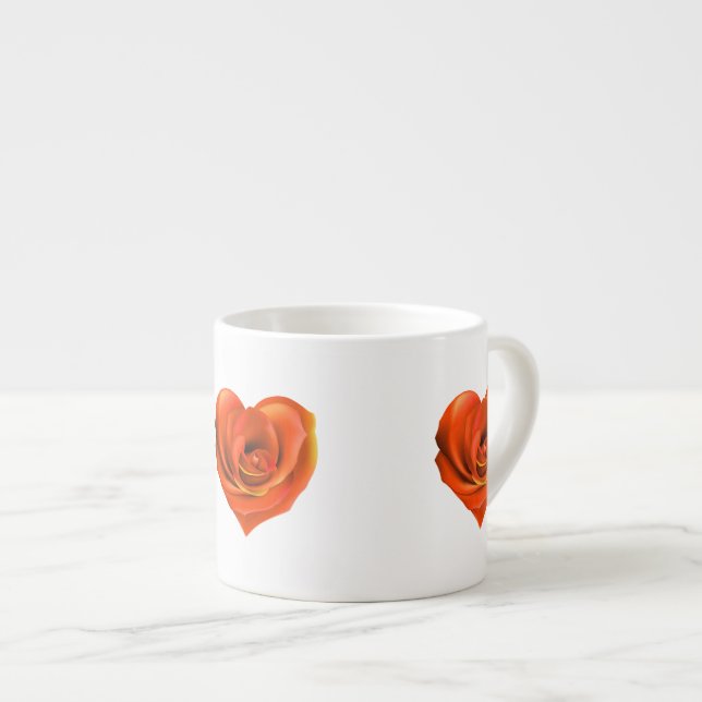 Taza De Espresso Rosa Naranja brillante del corazón (Derecha)