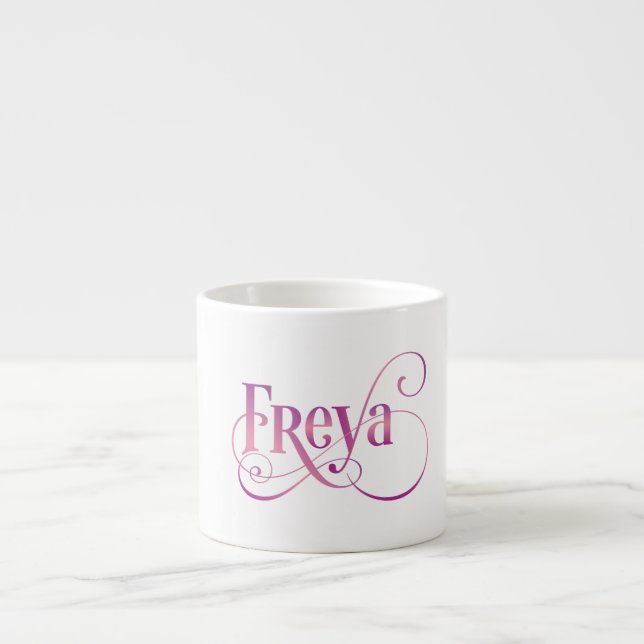 Taza De Espresso Rosa personalizado de Freya de la escritura de (Frente)