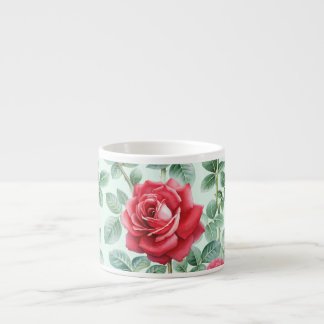 Taza De Espresso Rosas acuáticos: Ilustracion floral sin foco.
