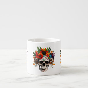 Taza De Espresso Rosas del Día de la Calavera Azúcar Muerta
