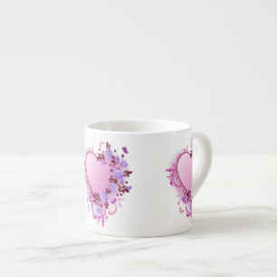 Taza De Espresso Rosas en cascada Lavender Heart