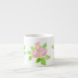 Taza De Espresso Rosas martinos rosados de color acuático