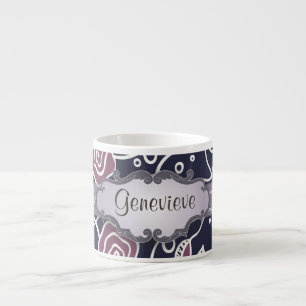 Taza De Espresso Rosas púrpuras del vitral con el letrero