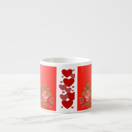 Taza De Espresso Rosas románticos del corazón de barrido día de San