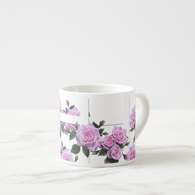 Taza De Espresso Roses rosas rosas blancas (Derecha)