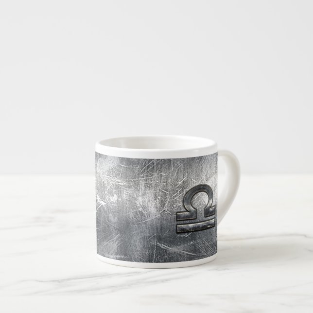 Taza De Espresso Rótulo industrial Libra Zodiac en acero plateado (Derecha)