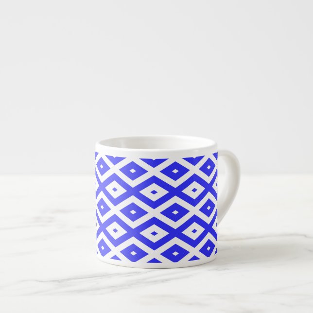 Taza De Espresso Royal blue and white diamond pattern (Derecha)