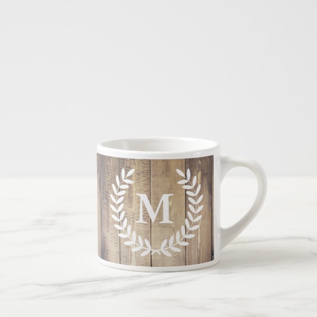 Taza De Espresso Rústica granja de graneros de madera y laureles bl (Derecha)