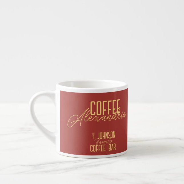 Taza De Espresso Rústica personalizada de Café Bar (Izquierda)