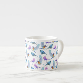 Taza De Espresso Safari de la acuarela: Pájaros (el personalizar BG