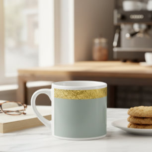 Taza De Espresso Sage green cup / Cup with golden edge