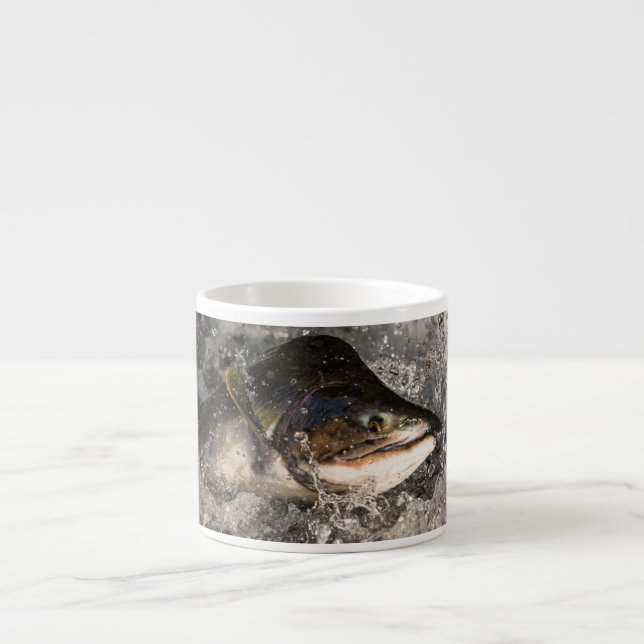 Taza De Espresso Saltando Salmon (Frente)