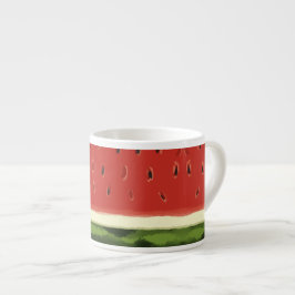 Taza De Espresso Sandía de acuarela rojo brillante