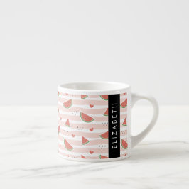 Taza De Espresso sandías rojas, corazones, rayas, tu nombre