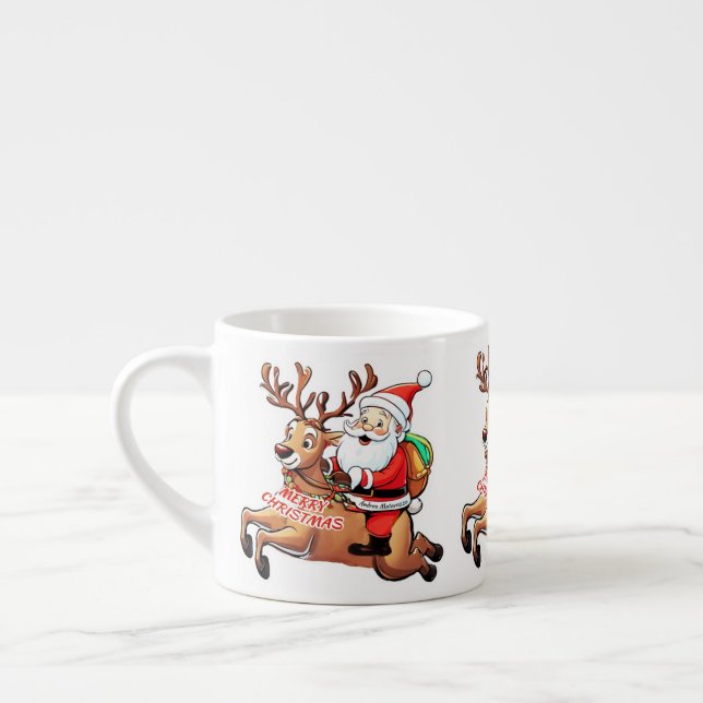 Taza De Espresso Santa Claus Feliz Navidad (Izquierda)
