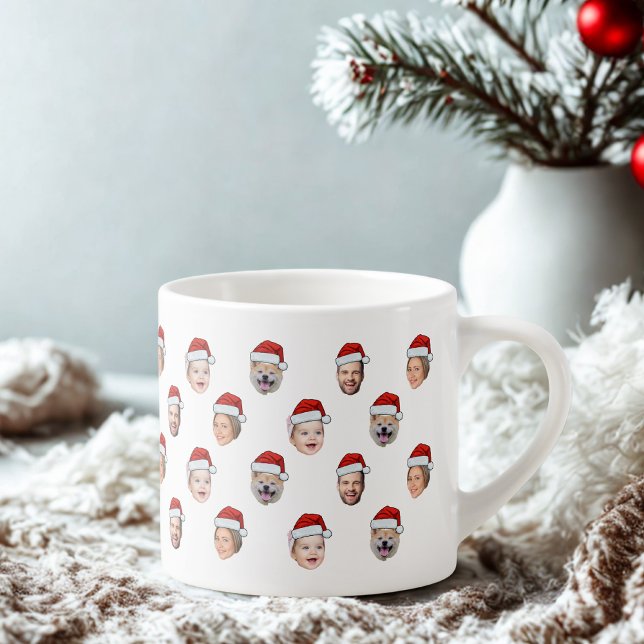 Taza De Espresso Santa Hat Custom Family Face 4 Photos Christmas (Subido por el creador)