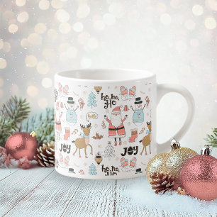 Taza De Espresso Santa, Snowman, patrón de renos ID559