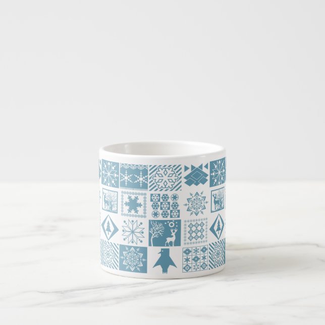 Taza De Espresso Seamless Christmas elements geometrical snowflake (Frente)