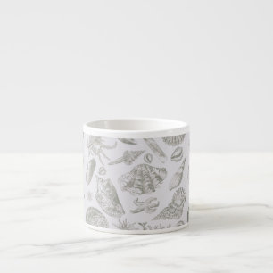 Taza De Espresso Seashell Soft Antique Art Beach Shells